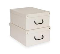 Lot de 2 Boîtes de Rangement Beige 32×42×17,5 cm - Carton Solide, Made in Italy, Élégantes et Pratiques - Design Italien, Faciles à Monter, avec Poignées, Idéales pour Armoire et Maison
