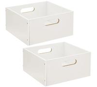 Lot de 2 Boîtes de rangement carrée en MDF - L. 31 x H. 15 cm - Blanc