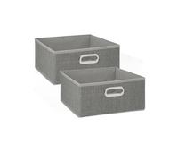 Lot de 2 Boites de rangement en tissu l.31 x h. 15 cm - Gris clair chiné