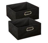 Toilinux - Lot de 2 boites de rangement carrées en tissu MIX 'N MODUL - L.31 x l.31 x H.15 cm - Noir - MIX'N MODUL Noir G