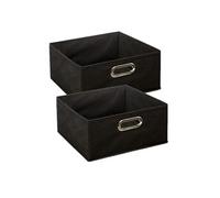 Lot de 2 Boites de rangement en tissu l.31 x h. 15 cm - Noir