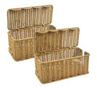 Lot de 2 boîtes de rangement de câbles à bords festonnés faites à la main en plastique rotin pour cacher les fils, organiseur de cordons sous le bureau pour câbles de télévision, ordinateur, routeur