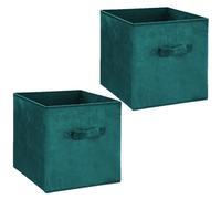 Toilinux - Lot de 2 Boites de rangement design velours Mix n' modul - L. 31 x l. 31 cm - Bleu Canard