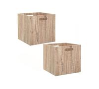 Toilinux – Boîtes de rangement Mix n' modul – Lot de 2 MDF effet bois 31 x 31 cm Beige