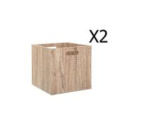Lot de 2 Boites de rangement en bois Naturel - L. 30.5 x P. 30.5 x H. 30.5 cm --