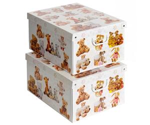 Lot de 2 boîtes de rangement en carton, avec couvercle, pour ranger, boîtes cadeau, 39x50x24 cm PELUCHE, Peluches