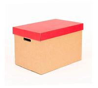 Lot de 2 boîtes de rangement en carton avec couvercle rouge mat 53,2 x 33,1 x 32,5 cm (L x l x H)