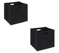 Lot de 2 boites de rangement en feutrine noir FELT, cube de rangement pliable, ouvert dim 32 x 32 x 32 cm, design moderne Noir G