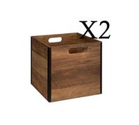 Lot de 2 boites de rangement en MDF - Longueur 31 x Profondeur 31 x Hauteur 31 cm
