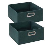 Lot de 2 boites de rangement en tissu - 31x31x15cm - Bleu Pétrol
