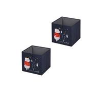 Lot de 2 boites de rangement en tissu bleu BEAR, cube de rangement pour enfant dim 32 x 32 x 32 cm, décor ours polaire