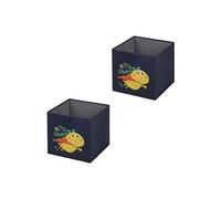 Lot de 2 boites de rangement en tissu bleu DINO, cube de rangement pour enfant dim 32 x 32 x 32 cm, décor dinosaure super-héros