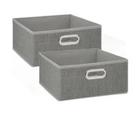 Lot de 2 Boites de rangement en tissu l.31 x h. 15 cm - Gris clair chiné