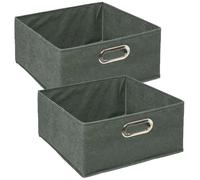 Lot de 2 Boites de rangement en tissu l.31 x h. 15 cm - Vert kaki