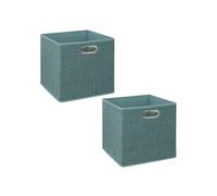 Lot de 2 boîtes de rangement en tissu MIX'N MODUL - L.31 x l.31 x H.31 cm - Bleu chiné