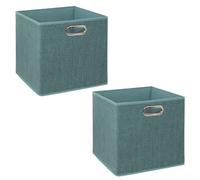 Lot de 2 boîtes de rangement en tissu MIX'N MODUL - L.31 x l.31 x H.31 cm - Bleu chiné