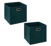 Lot de 2 boites de rangement en tissu MIX'N MODUL - L.31 x l.31 x H.31 cm - Bleu pétrole