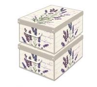 Lot de 2 Boîtes de Rangement Lavande 32×42×17,5 cm - Parfum Doux, Carton Rigide, Made in Italy, Élégantes et Solides - Design Italien Chic, Faciles à Monter, Poignées Renforcées