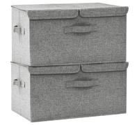 Lot de 2 boîtes de rangement pliables avec poignée et compartiments Gris 50 x 30 x 25 cm