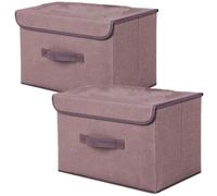 Lot de 2 boîtes de rangement pliables en tissu avec couvercles , organiseur de pour ranger les vêtements,couleur café,S