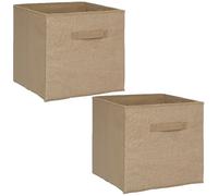 Lot de 2 boîtes de rangement pliantes en jute - L. 31 x l. 31 x H. 31 cm - Marron