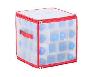 Lot de 2 boîtes de Rangement pour Boules de Noël - 64 Compartiments - H x l x P : 31 x 30 x 30 cm - Transparent/Rouge