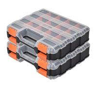 Lot de 2 boîtes de rangement pour vis, organiseur double face pour petites pièces, 34 compartiments, avec séparateurs amovibles, organiseur portable pour quincaillerie, vis, boulons, perles.