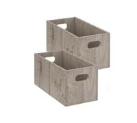 Toilinux Boîtes de rangement MIX'N MODUL Lot de 2 rectangulaires MDF L.31 x H.15 cm Gris effet bois