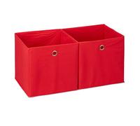 Lot de 2 boîtes de rangement Relaxdays, carrées, 30x30x30 cm, pour étagère, rouges