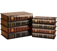 Lot de 2 boîtes de rangement vintage en bois - Faux livres - Décoration pour la maison, la bibliothèque, le café, l'hôtel