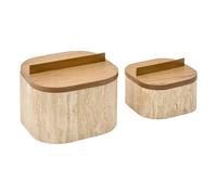 Lot de 2 Boîtes Effet Travertin Travi 18cm Beige