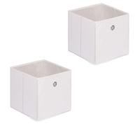 Lot de 2 boites en tissu blanc ELA boîte de rangement ouverte avec poignée dim 27 x 27 x 27 cm, pour linge jouets vêtements