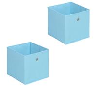 Lot de 2 boites en tissu bleu clair ELA boîte de rangement ouverte avec poignée dim 27 x 27 x 27 cm, pour linge jouets vêtements
