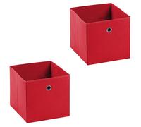 Lot de 2 boites en tissu rouge ELA boîte de rangement ouverte avec poignée dim 27 x 27 x 27 cm, pour linge jouets vêtements