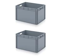 Lot de 2 boîtes Eurobox 80 x 60 x 52 euros 800 x 600 x 520 cm - Grand récipient en plastique avec mètre