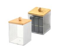 Lot de 2 boîtes transparentes pour cotons-tiges