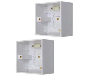 Lot de 2 boîtiers arrière de 47 mm à surface profonde avec borne de terre et poignée de cordon pour prise de rasoir, interrupteur de douche, interrupteur de cuisinière
