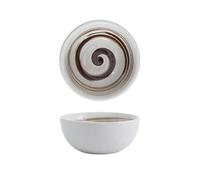 Lot de 2 bols à glace japonais en céramique - Blanc avec brosse marron