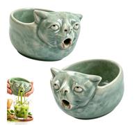 Lot de 2 bols à matcha en céramique pour matcha glacé | Chawan 3D amusant vert céladon pour fouetter et verser - Pot à vinaigrette multifonction - Cadeau unique pour les amoureux