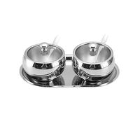 Lot de 2 bols à sucre sphériques en acier inoxydable avec couvercle transparent et cuillère - Récipient à condiments de cuisine