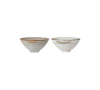 Lot de 2 bols en grès blanc, bords patinés - Bloomingville, Masami - Ø18x8 cm