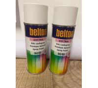 LOT DE 2 BOMBE DE PEINTURE BLANC PUR MAT RAL 9010 DE MARQUE BELTON (1.1306)
