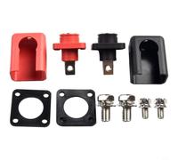 Lot de 2 bornes de connexion de batterie en cuivre 150 A pour stockage d'énergie, nickelé, PA66 ignifuge, IP67, rouge/noir