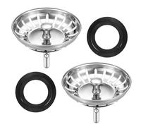 Lot de 2 Bouchon Evier Cuisine 80mm, Bonde Evier, Grille Evier | Bonde Evier Cuisine 80mm Acier Inox 304, Anti-Colmatage, Filtre Cheveux, Lavable Lave-vaisselle, Installation Facile