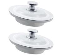 Lot de 2 bouchons de baignoire universels de rechange pour trou de vidange de 40 à 60 mm, en acier inoxydable et silicone de qualité supérieure pour lavabo de cuisine, argent