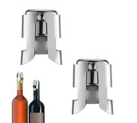 Lot de 2 bouchons de bouteille de champagne, pour champagne, prosecco, cava et vins mousseux (acier inoxydable, argent)