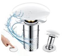 Lot de 2 bouchons de lavabo avec tamis, bouchon de lavabo à ressort, bouchon en céramique pour orifices de 34 à 40 mm, bouchon anti-obstruction avec tamis