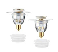 Lot de 2 bouchons de lavabo Pop Up Drain Magic 2 en 1 - 32-42 mm | Avec filtre à cheveux intégré 32-42 mm - Bouchon d'évier universel pour évier à poser, évier de cuisine, baignoire