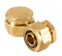 Lot de 2 bouchons de raccord à vis - 20 mm x 2 mm - Pour tube composite en aluminium - Raccord à vis - Raccord à vis en laiton - Pour tube composite multicouche - Pour tuyau composite en aluminium