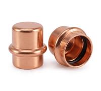 Lot de 2 Bouchons de Sertissage en Cuivre 15 mm Profil Contour V Sanitaire | Obturation Étanche Sans Soudure, Compatible Pince à Presser, Réseaux d'Eau Potable Chaude et Froide, Circuits de Chauffage